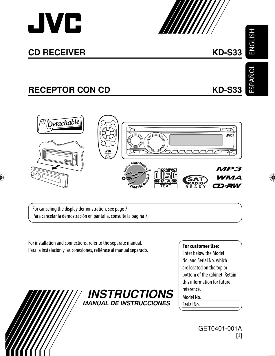 JVC KD-S33 INSTRUCTIONS MANUAL Pdf Download | ManualsLib