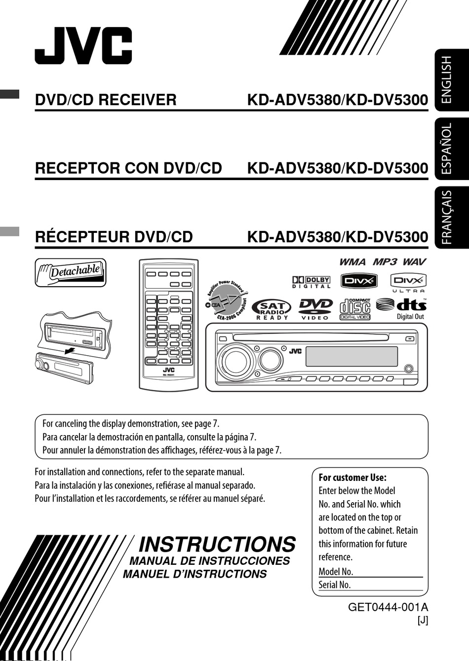 JVC KD-ADV5380 INSTRUCTIONS MANUAL Pdf Download | ManualsLib