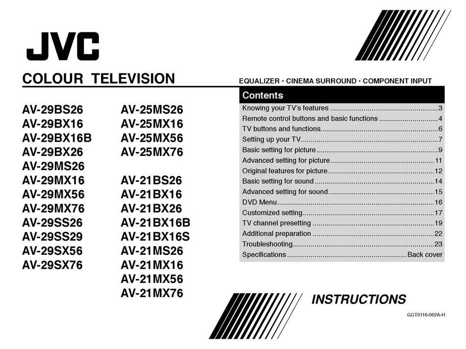 JVC AV21BX16S INSTRUCTIONS MANUAL Pdf Download ManualsLib