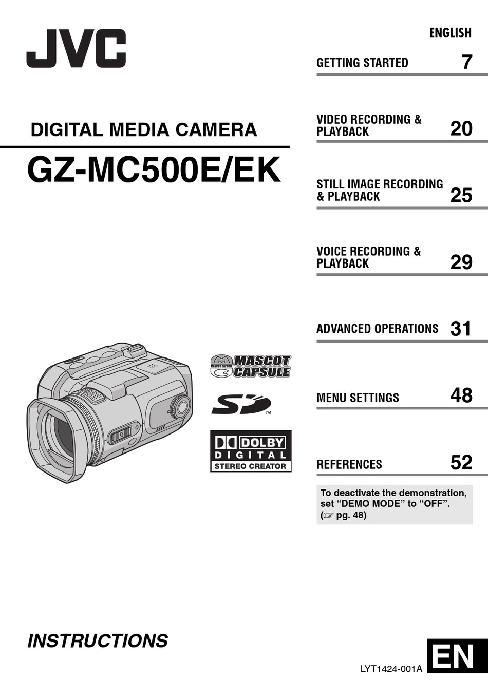Jvc Digital Media Camera Gz Mc500e Ek Instructions Manual Pdf Download Manualslib