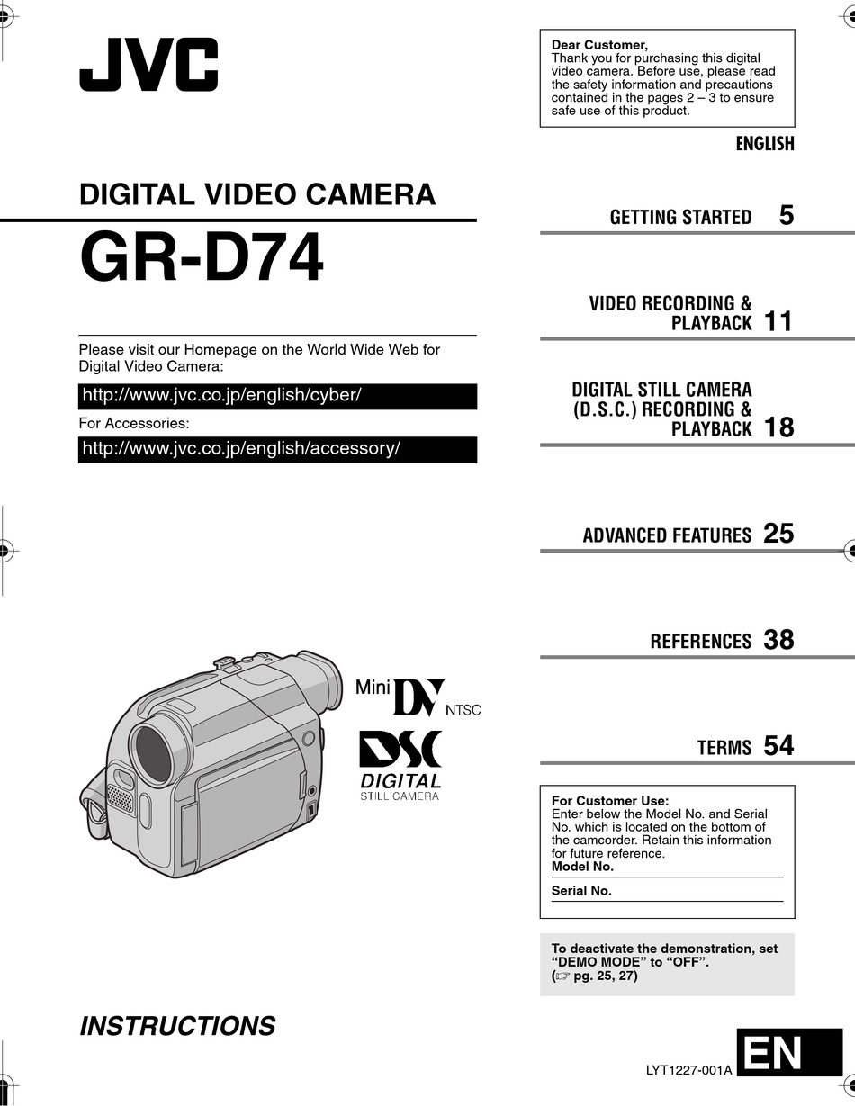 JVC GR-D74 INSTRUCTIONS MANUAL Pdf Download | ManualsLib