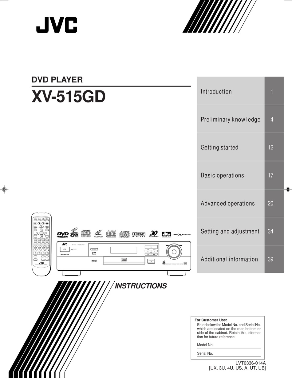 JVC XV-515GD INSTRUCTIONS MANUAL Pdf Download | ManualsLib