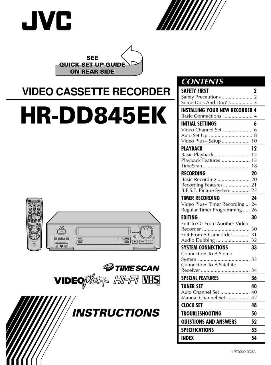 JVC HR-DD845EK INSTRUCTIONS MANUAL Pdf Download | ManualsLib