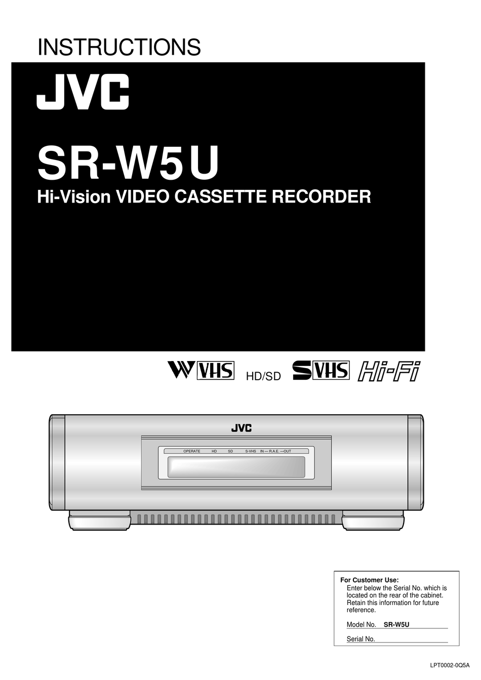 JVC SR-W5U INSTRUCTIONS MANUAL Pdf Download | ManualsLib