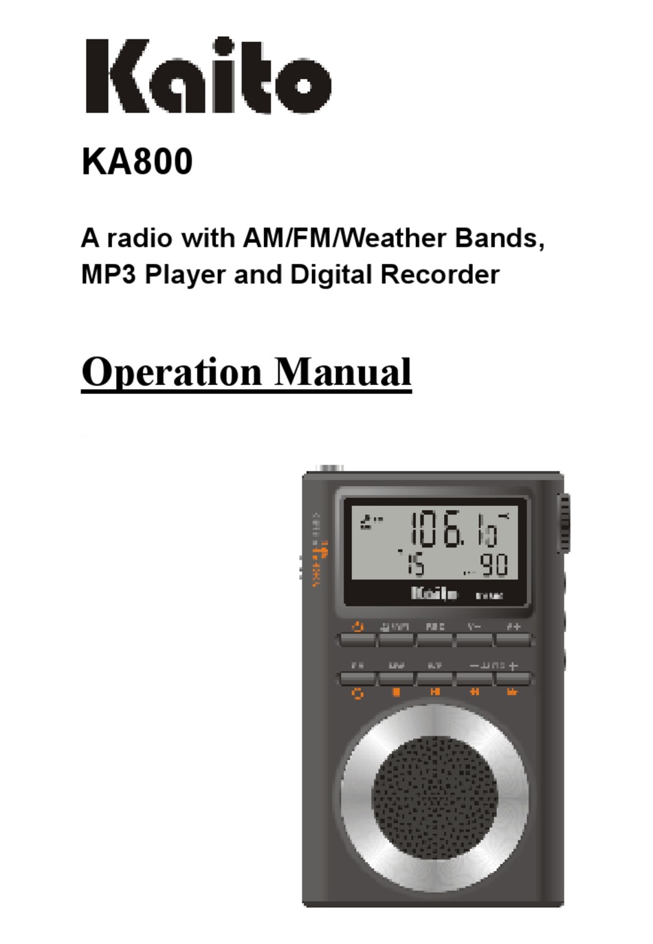 KAITO KA800 OPERATION MANUAL Pdf Download | ManualsLib