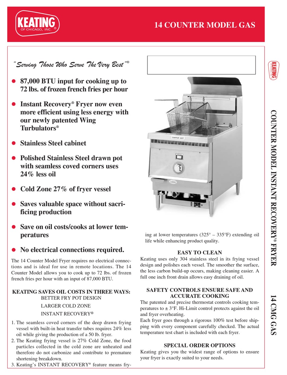 KEATING OF CHICAGO 14 COUNTER SPECIFICATION SHEET Pdf Download ManualsLib
