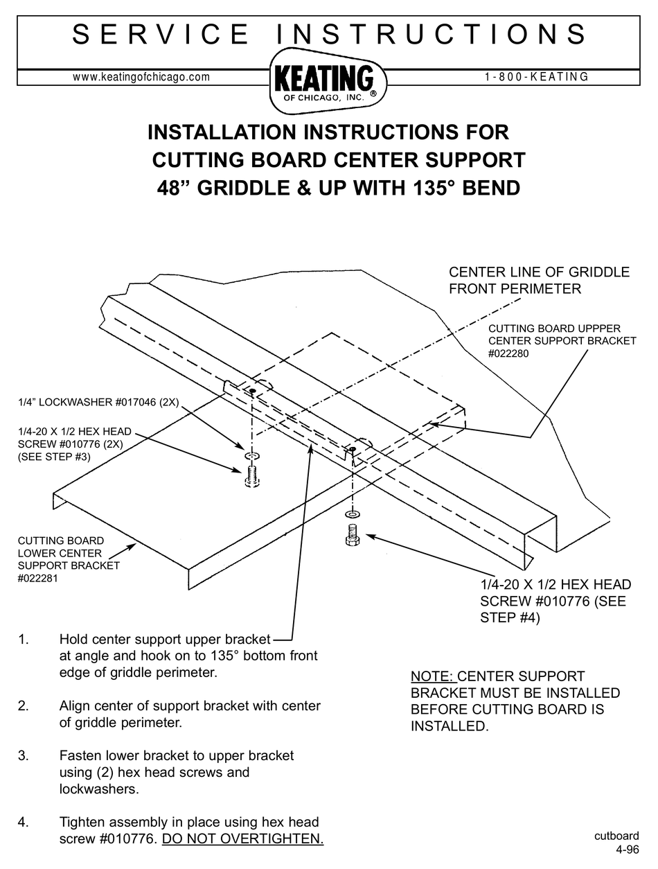 KEATING OF CHICAGO 48" GRIDDLE SERVICE INSTRUCTIONS Pdf Download