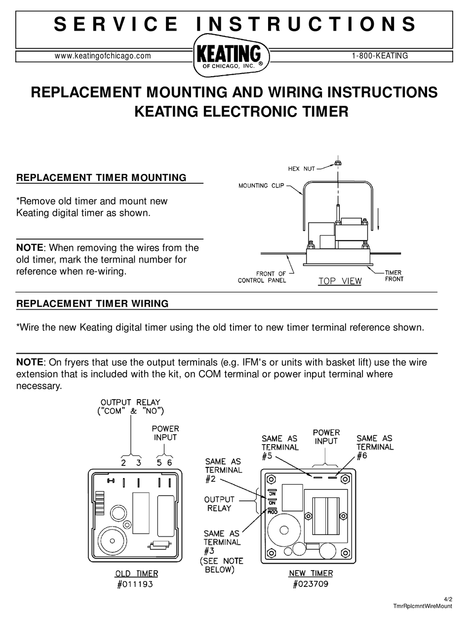 KEATING OF CHICAGO ELECTRONIC TIMER WIRING INSTRUCTION Pdf Download 