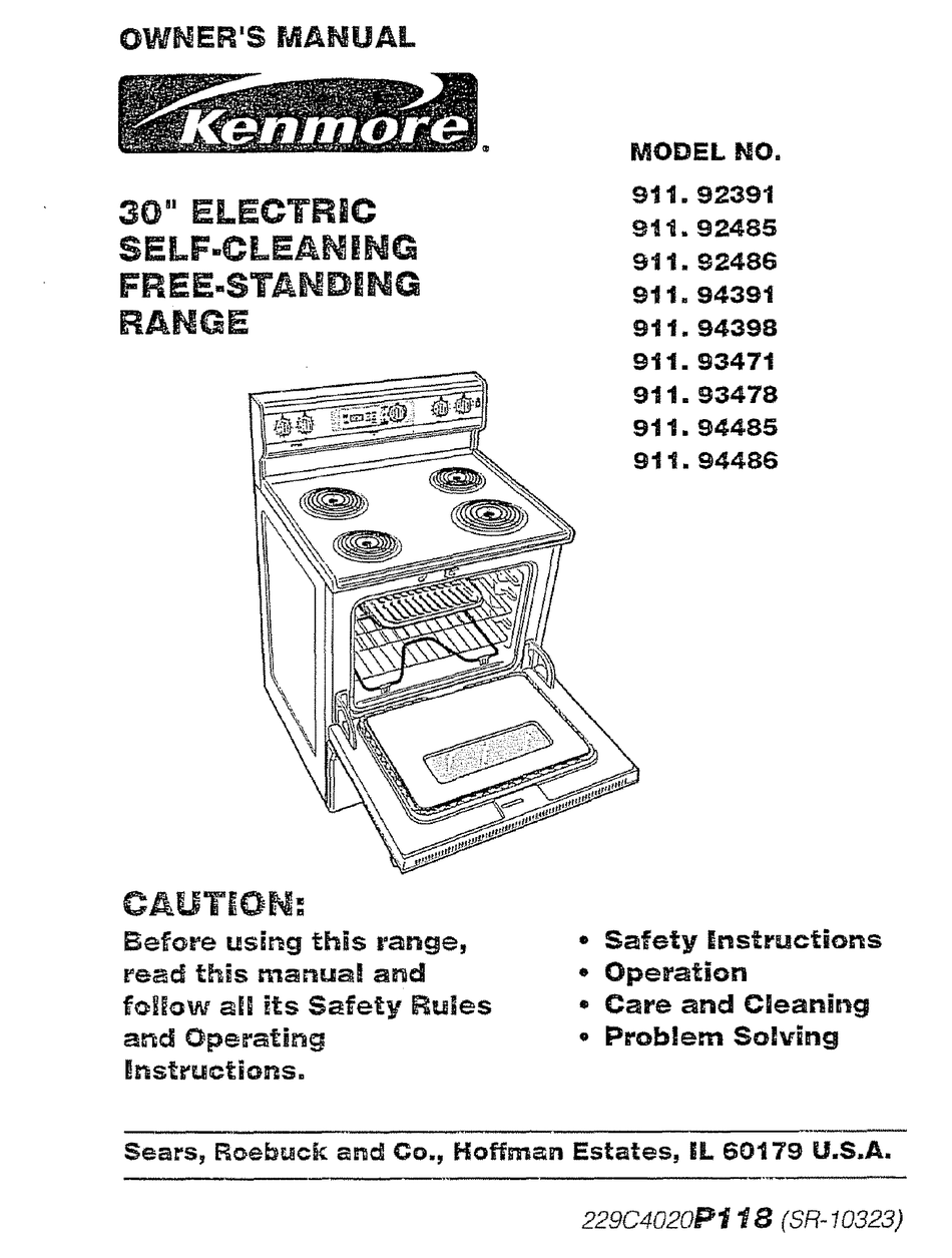 KENMORE 911.92391 OWNER'S MANUAL Pdf Download ManualsLib