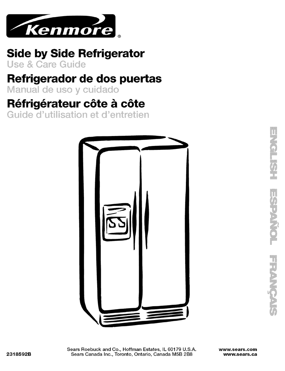 kenmore elite side by side refrigerator model 106