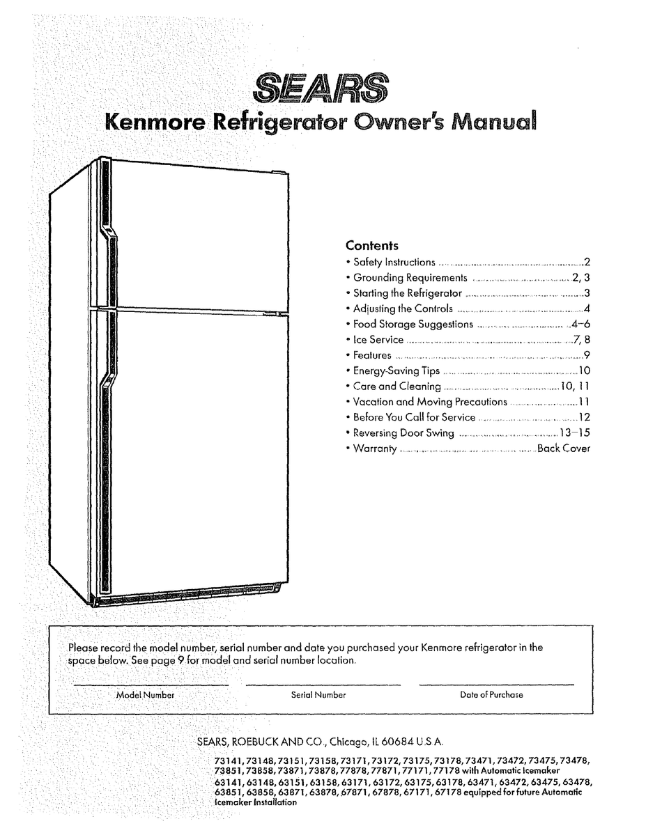 Kenmore 63158 Owner S Manual Pdf Download Manualslib