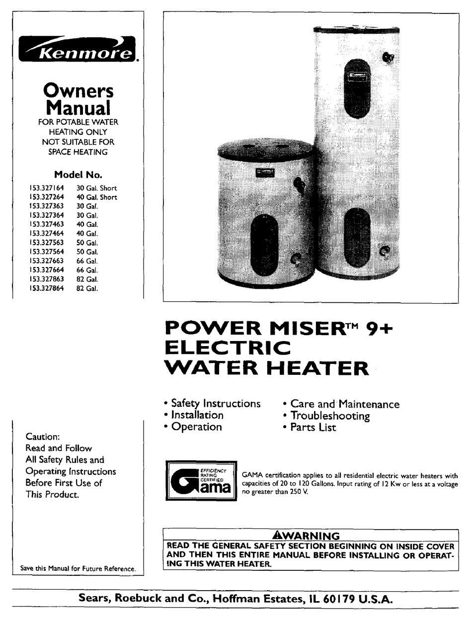 KENMORE POWER MISER 153.327164 OWNER'S MANUAL Pdf Download | ManualsLib