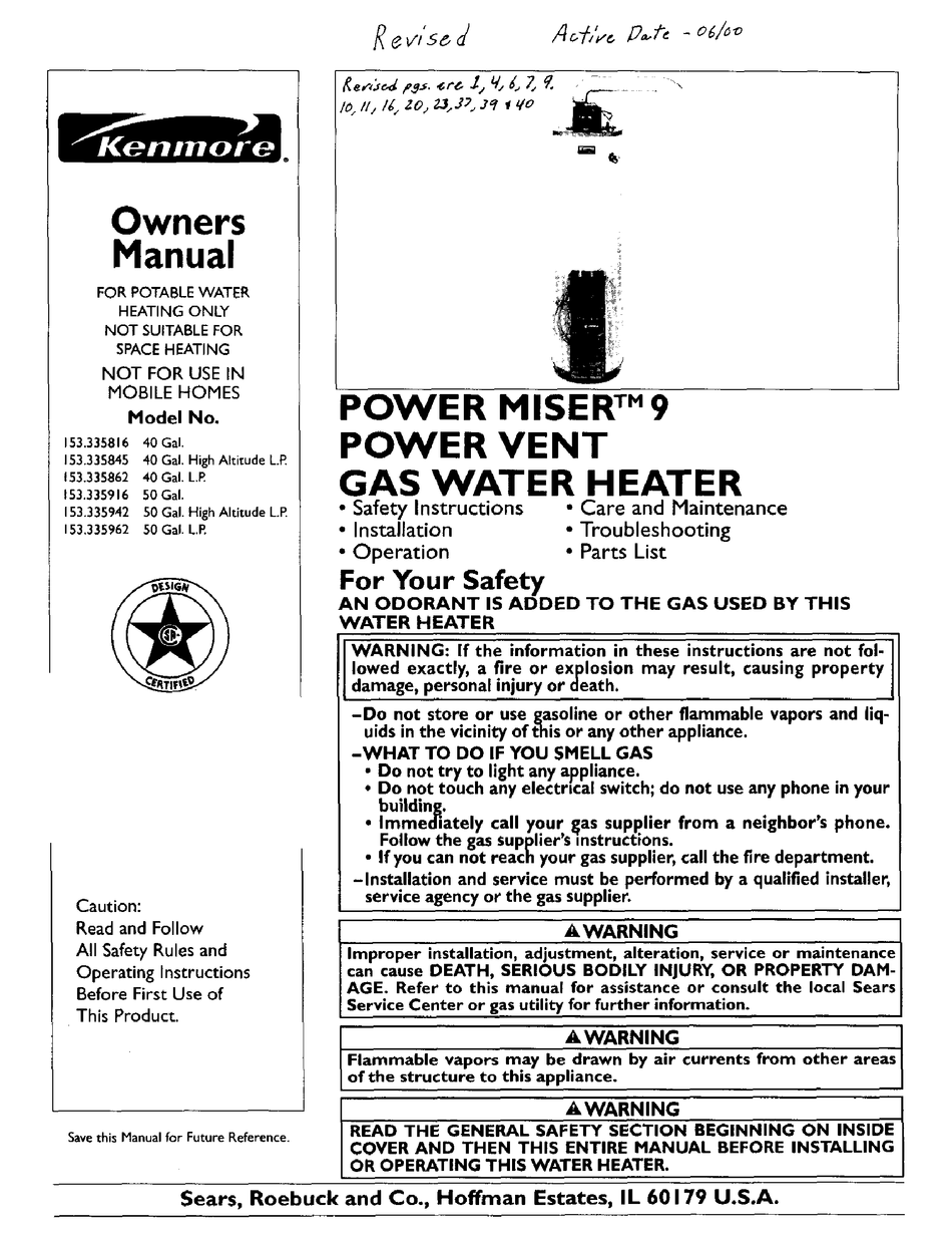 KENMORE POWER MISER 153.335862 OWNER'S MANUAL Pdf Download | ManualsLib