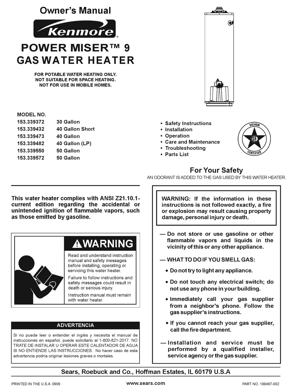 KENMORE POWER MISER 153.339372 OWNER'S MANUAL Pdf Download ManualsLib