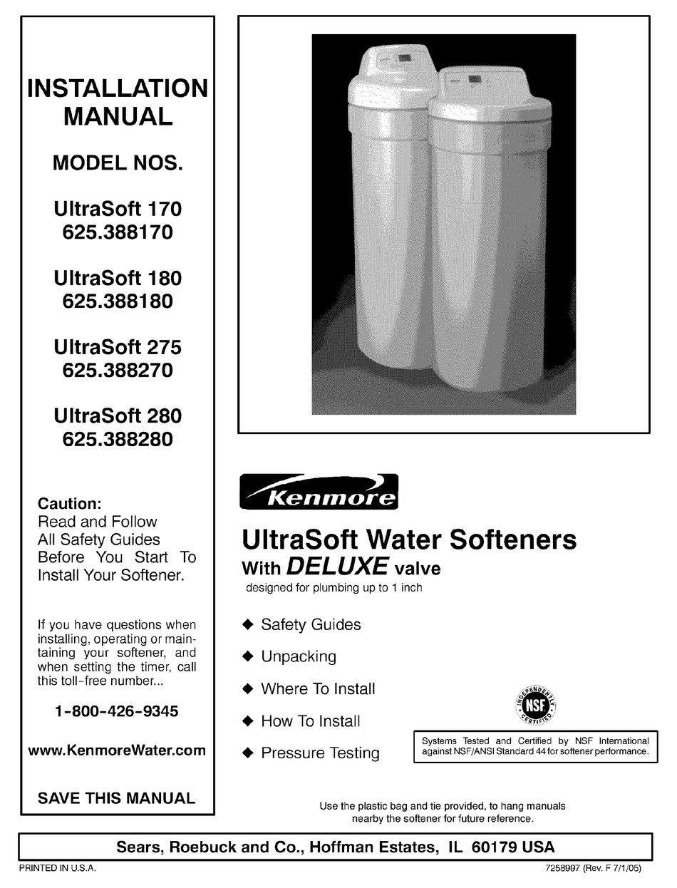 KENMORE ULTRASOFT 170 INSTALLATION MANUAL Pdf Download | ManualsLib