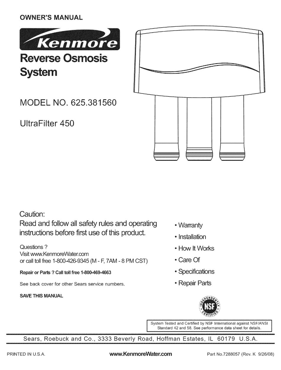 KENMORE 625.38156 OWNER'S MANUAL Pdf Download | ManualsLib