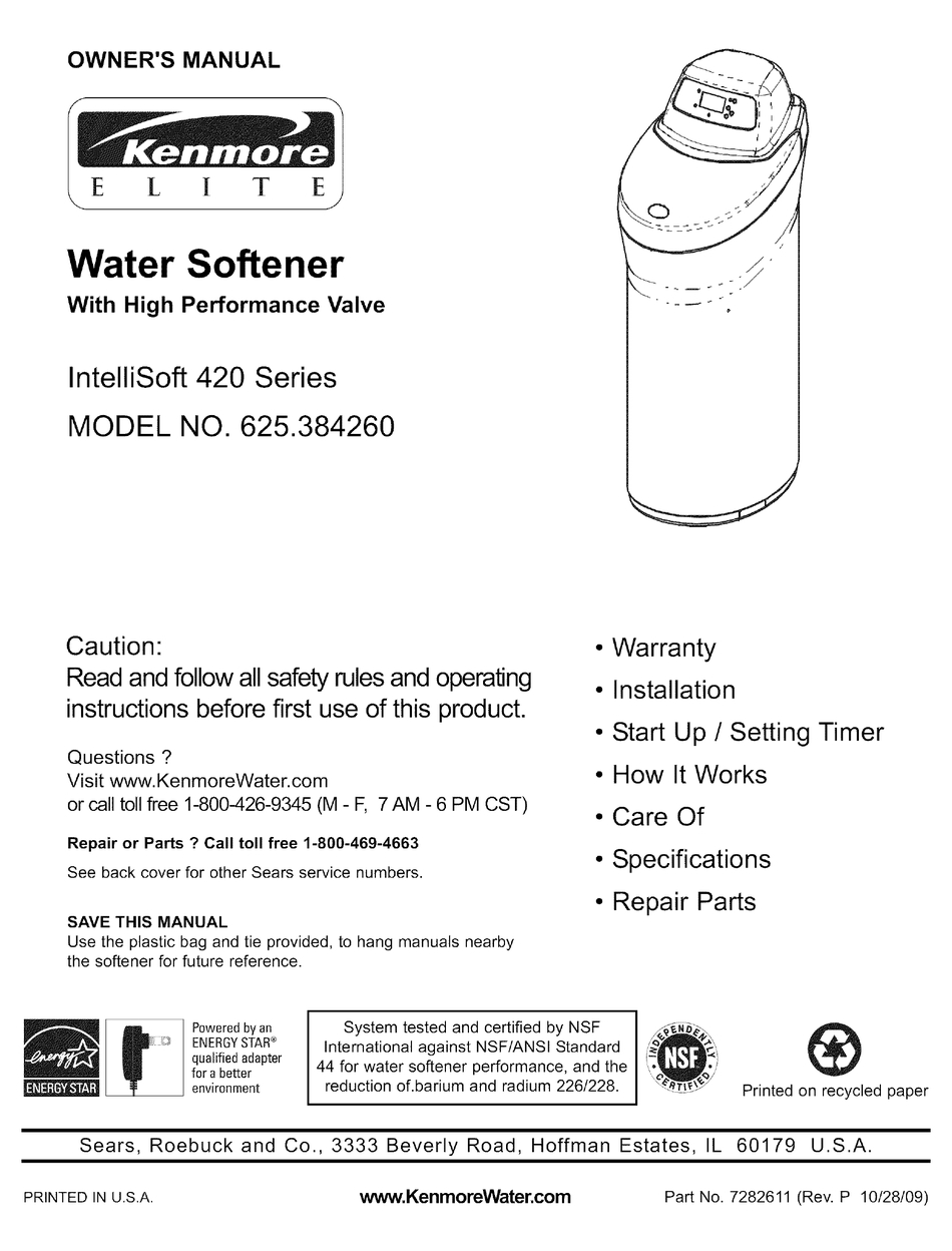 KENMORE ELITE INTELLISOFT 420 SERIES 625.38426 OWNER'S MANUAL Pdf