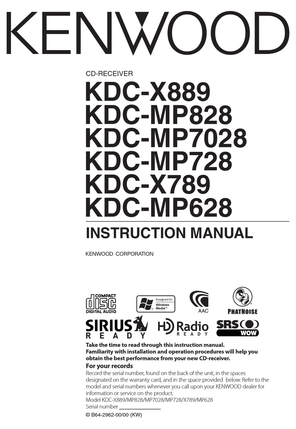 Kenwood Excelon Kdc X789 Instruction Manual Pdf Download Manualslib