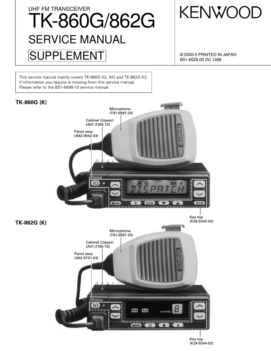 KENWOOD TK-860G SERVICE MANUAL SUPPLEMENT Pdf Download | ManualsLib