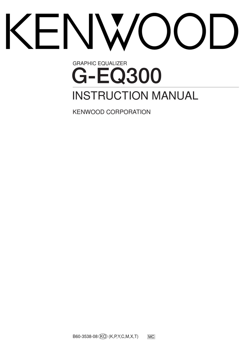 Kenwood G Eq300 Instruction Manual Pdf Download Manualslib