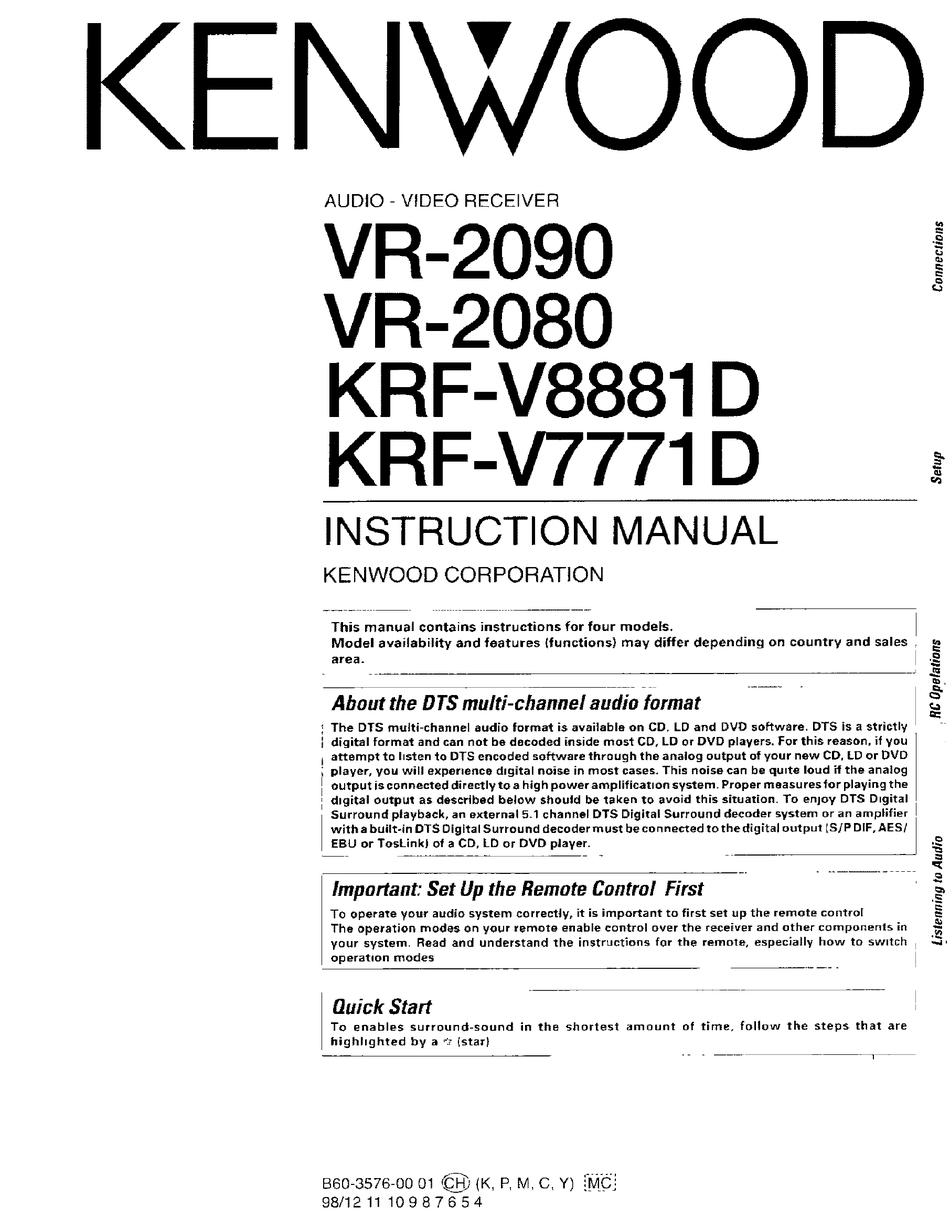 Kenwood VR-2090 Audio-Video Surround