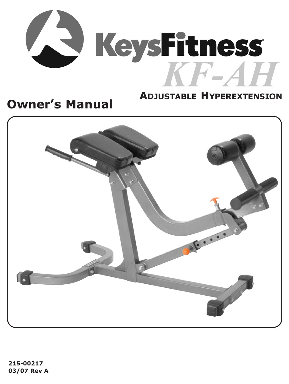 KEYS FITNESS ADJUSTABLE HYPEREXTENSION KFAH OWNER'S MANUAL Pdf
