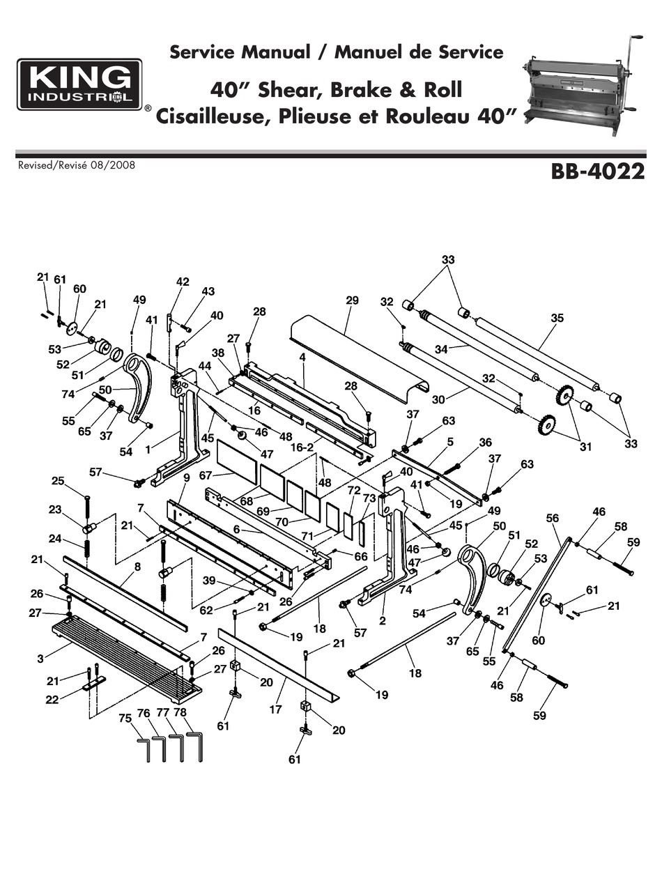 KING CANADA BB4022 SERVICE MANUAL & PARTS LIST Pdf Download ManualsLib