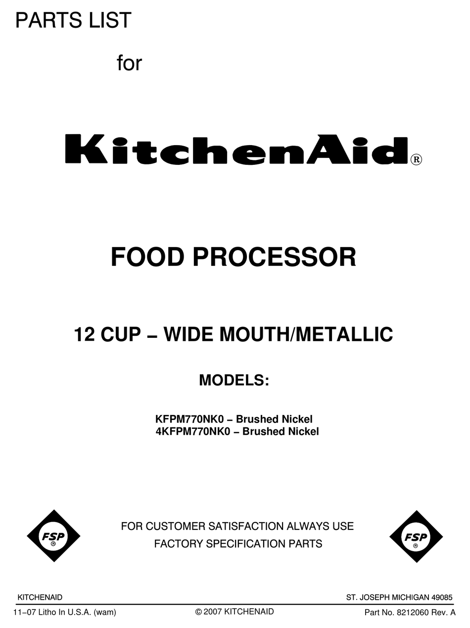8212020 - KitchenAid Food Processor Pusher
