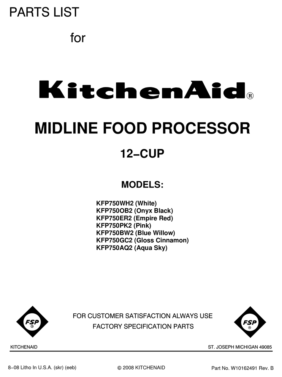 KitchenAid KFP750PK Pink 12-Cup Food Processor 