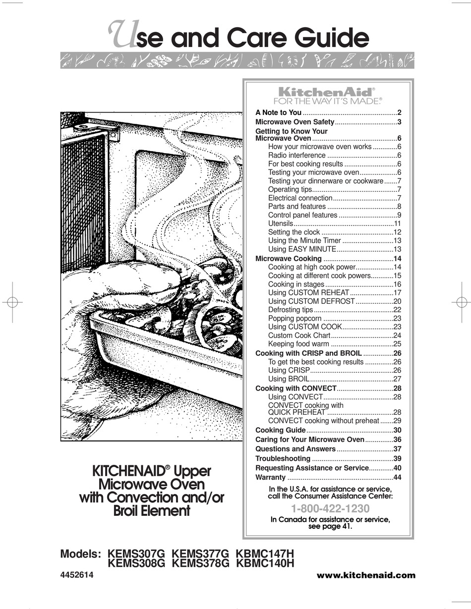 KITCHENAID KBMC140H USE AND CARE MANUAL Pdf Download | ManualsLib