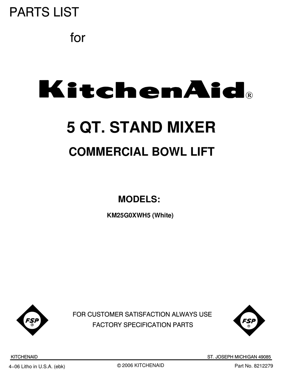 KitchenAid KM25G0XWH5 - Commercial 5 Qt. Stand Bowl Lift Mixer 