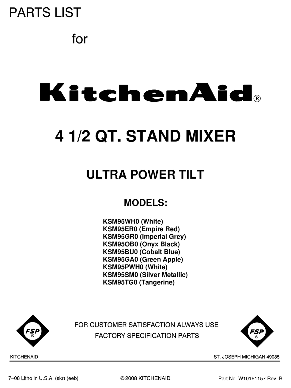 Kitchen Aid KSM95ER0 4.5 Quart Ultra Power Stand Mixer Empire Red