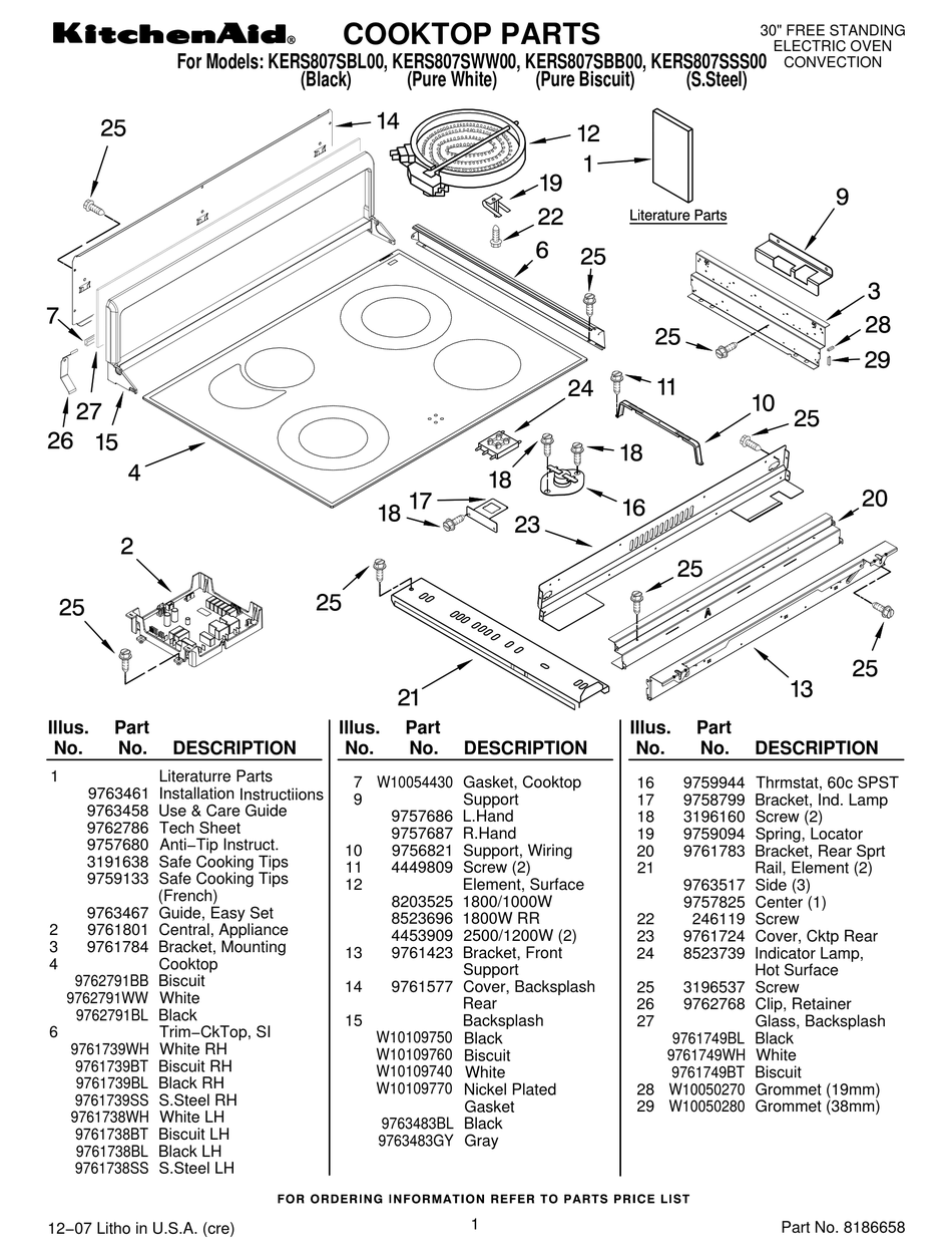 KITCHENAID KERS807SBB00 PARTS MANUAL Pdf Download ManualsLib