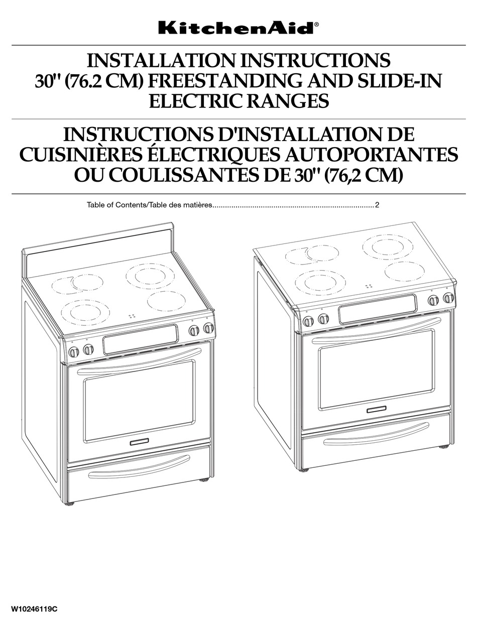 KITCHENAID W10246119C INSTALLATION INSTRUCTIONS MANUAL Pdf Download