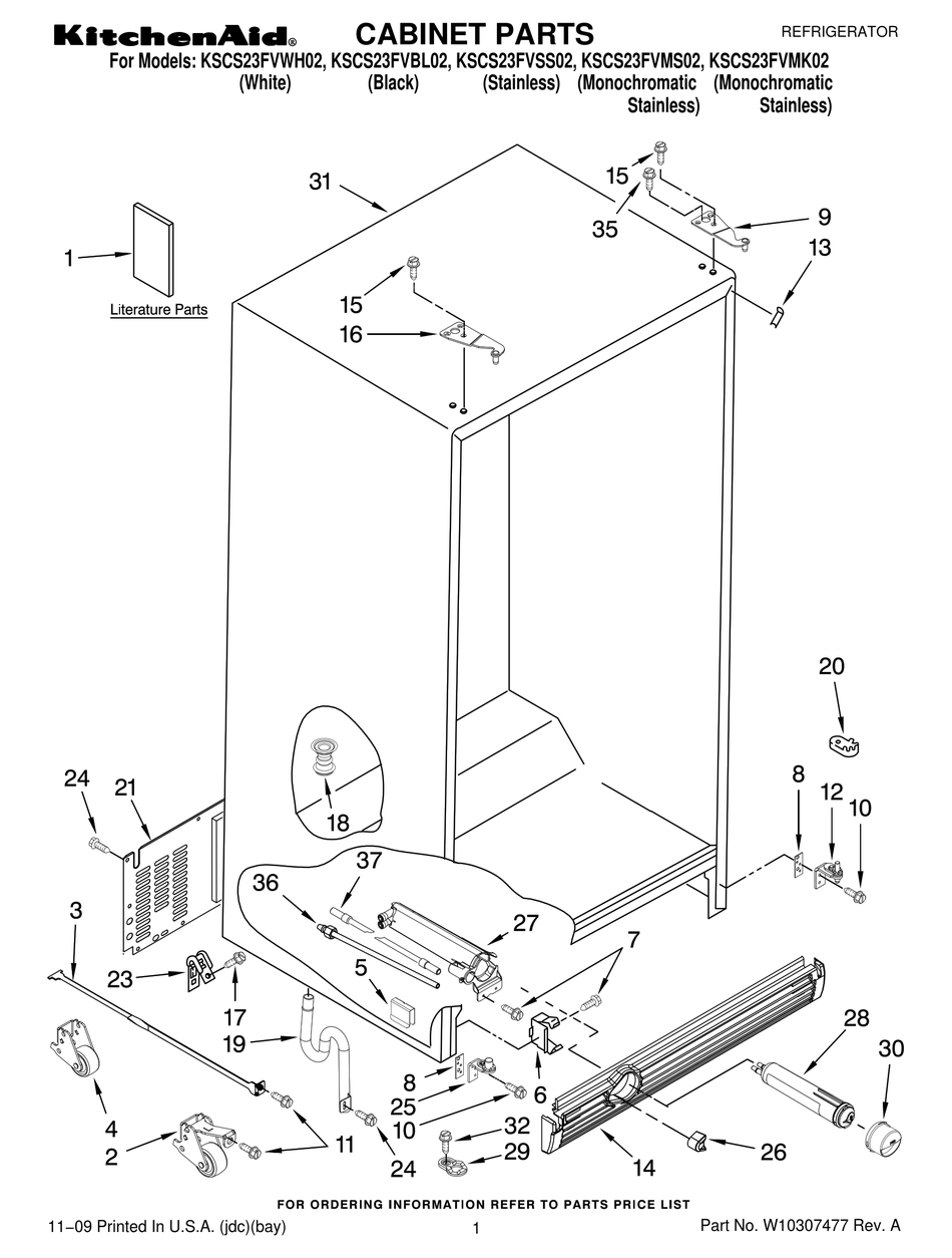 KITCHENAID KSCS23FVBL02 PARTS LIST Pdf Download ManualsLib