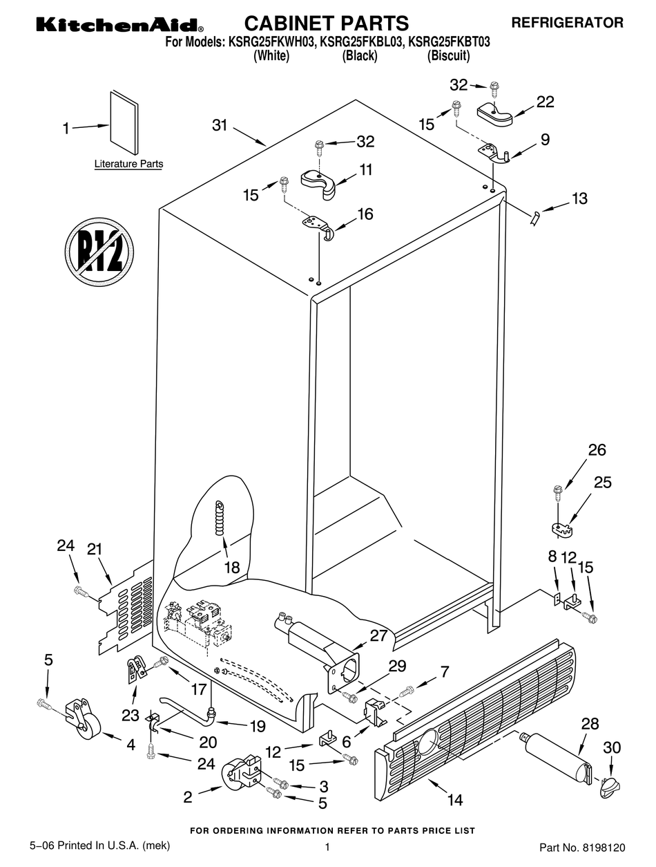 KITCHENAID KSRG25FKBL03 PARTS LIST Pdf Download | ManualsLib