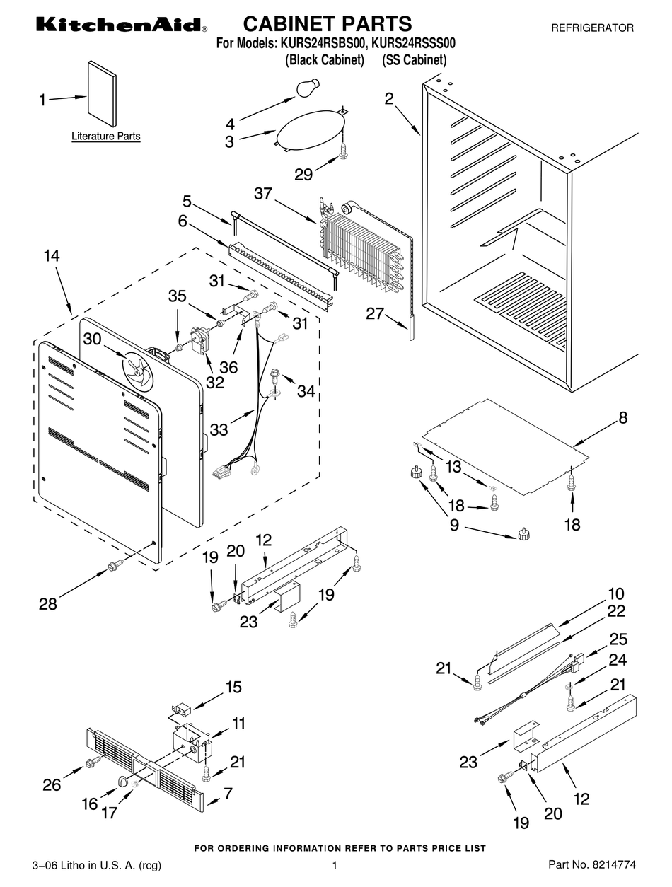 KITCHENAID KURS24RSBS00 PARTS LIST Pdf Download | ManualsLib