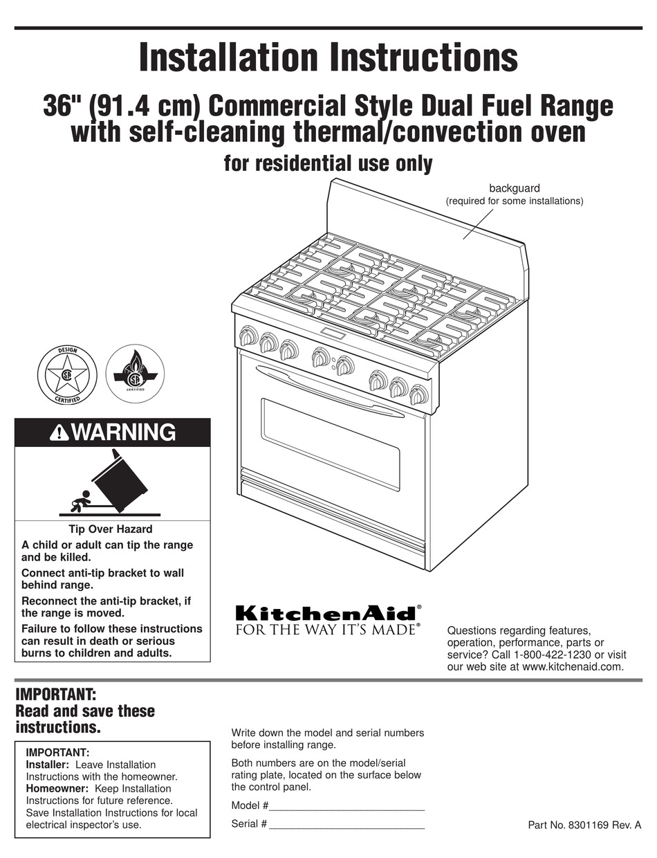 KITCHENAID 8301169 INSTALLATION INSTRUCTIONS MANUAL Pdf Download ...