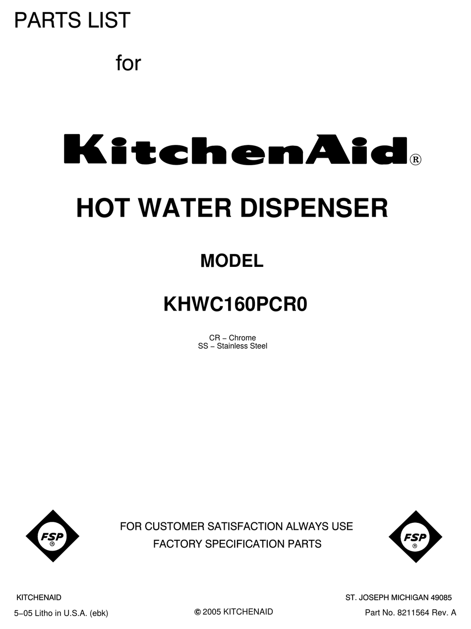 KITCHENAID KHWC160PCR0 PARTS LIST Pdf Download ManualsLib