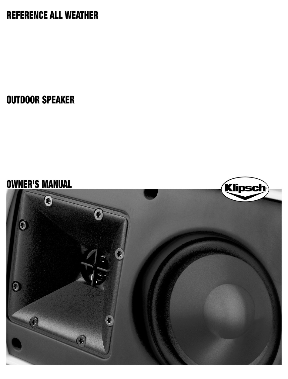 KLIPSCH OUTDOOR SPEAKER OWNER'S MANUAL Pdf Download ManualsLib
