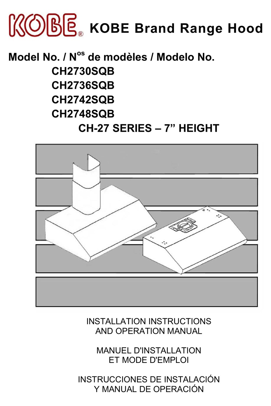 KOBE CH2730SQB INSTALLATION INSTRUCTIONS AND OPERATION MANUAL Pdf Download ManualsLib