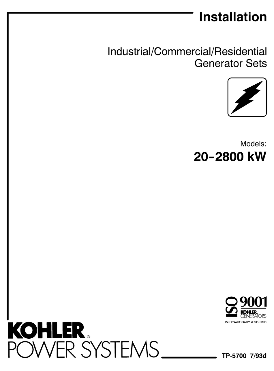 Kohler Generator Sets 20 2800 Kw