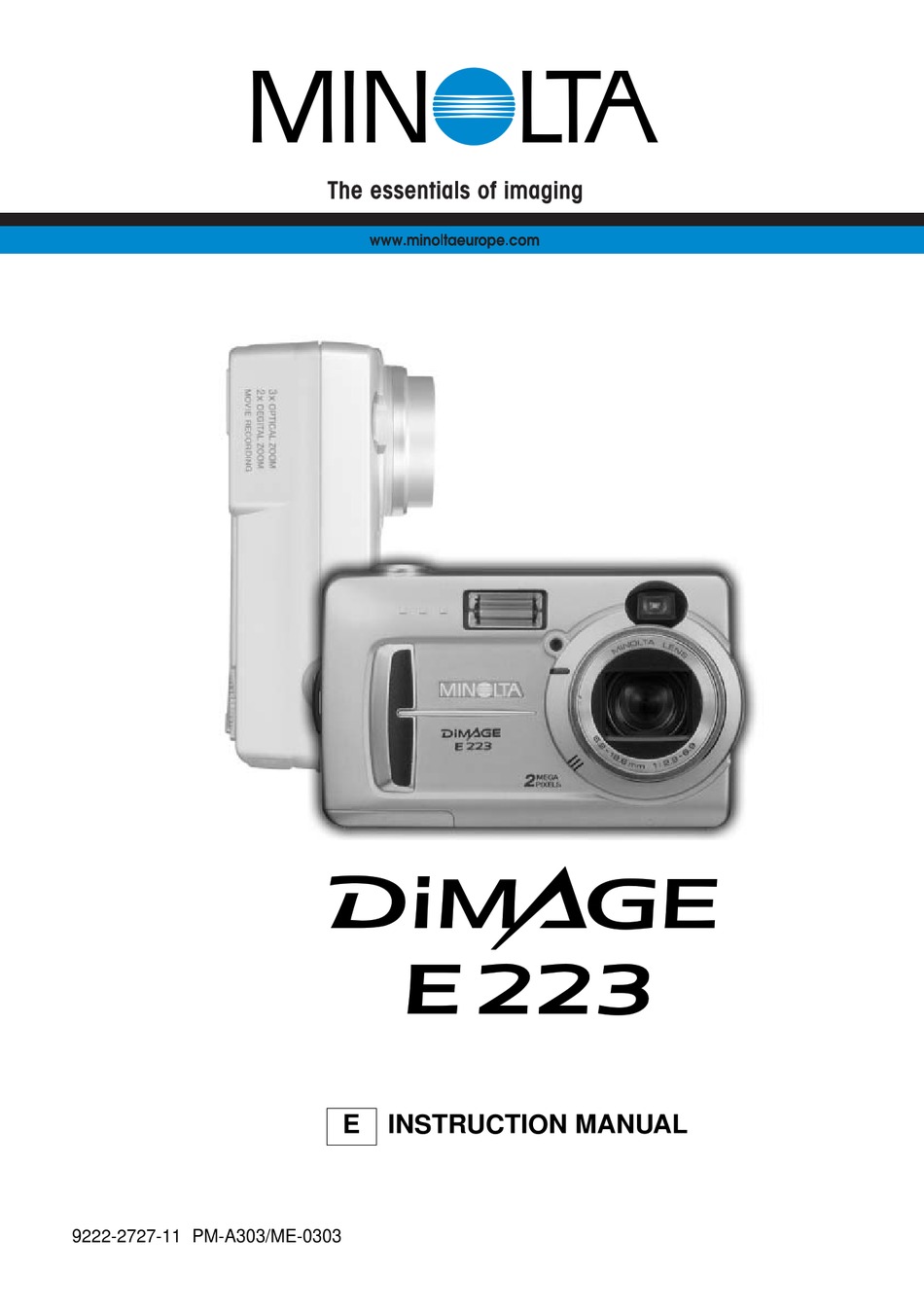 MINOLTA DIMAGE E223 INSTRUCTION MANUAL Pdf Download | ManualsLib