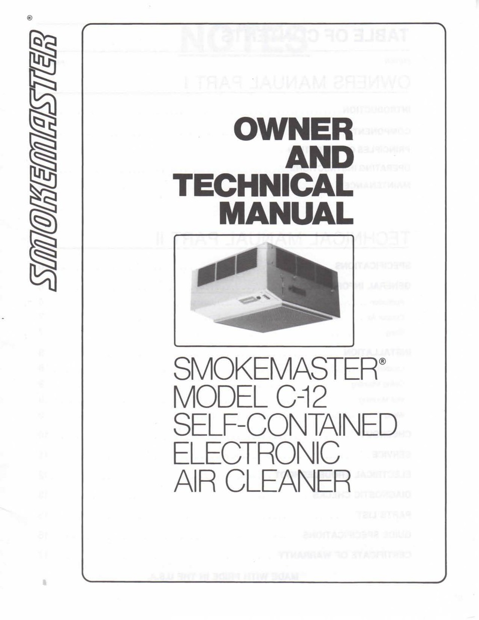 SMOKEMASTER C12 OWNER AND TECHNICAL MANUAL Pdf Download ManualsLib