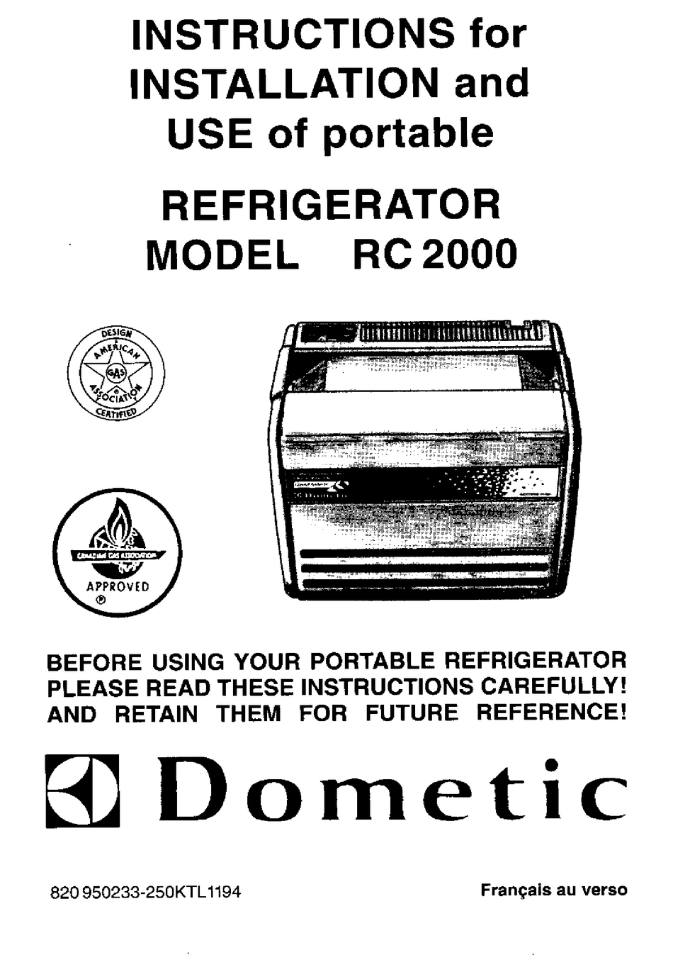 Dometic Rc 2000 Instructions For Installation And Use Manual Pdf Download Manualslib