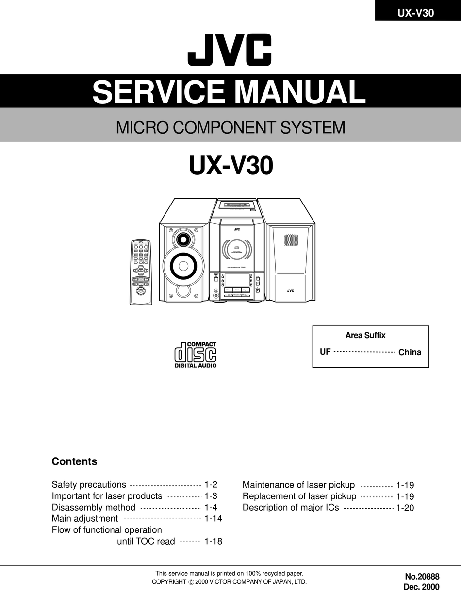 JVC UX-QD7MAH - Owners Manual Immediate Download