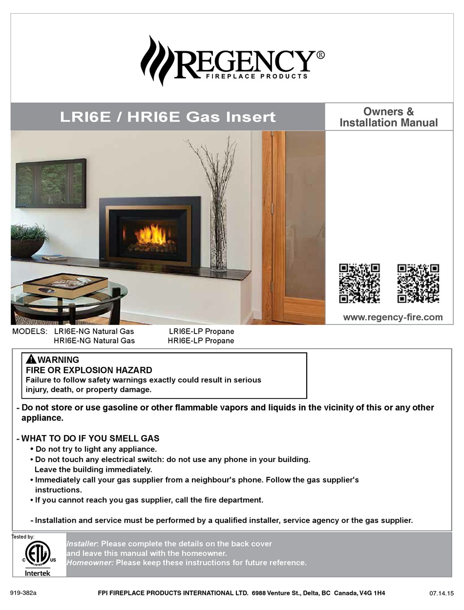 Regency Fireplace Instructions