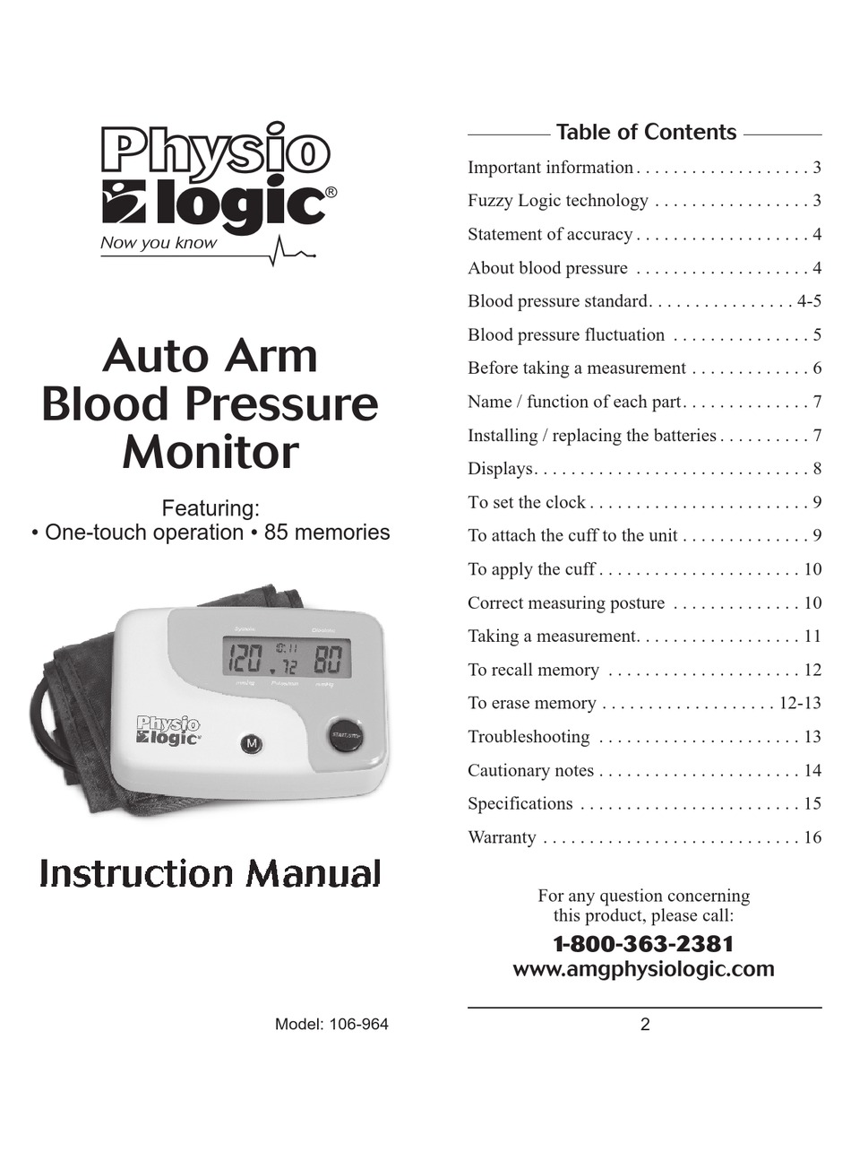 physio logic blood pressure monitor manual