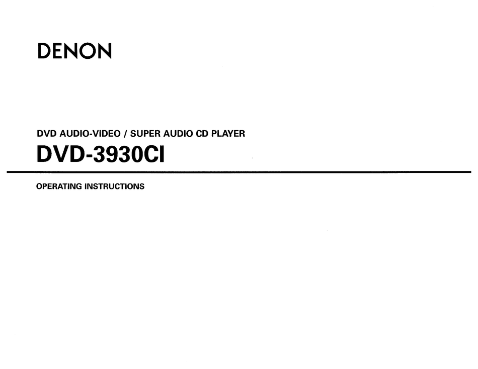 DENON DVD3930CI OPERATING INSTRUCTIONS MANUAL Pdf Download ManualsLib