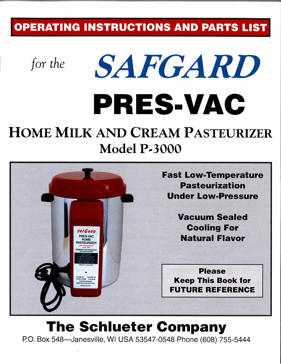 Safgard Pres Vac P 3000 Operating Instructions Manual Pdf Download Manualslib